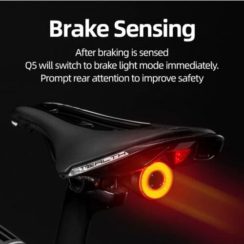 ROCKBROS Bike Light Smart Auto Brake Sensing Bicycle Lamp IPx6 Waterproof LED Q5 Tail Light Bike Rear Light Cycling Accessories
