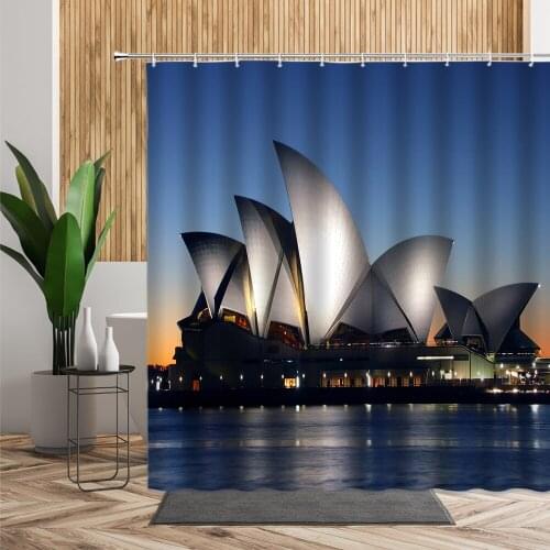 City Night View Waterproof Shower Curtain Fabric 3D print Home Decor Background Bathroom Set Bathtub Screen With Hooks Washable