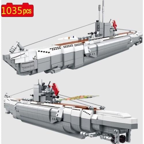 WW2 Military Series World War II U48 Submarine DIY Model Building Blocks Bricks Toys Christmas Gifts