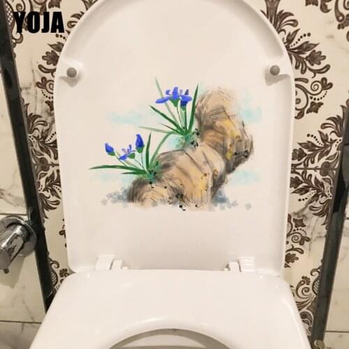 YOJA 23.2X18.3CM Ink Blue Orchid Classical Living Room Wall Sticker Decal WC Decor Toilet Decal T1-1279