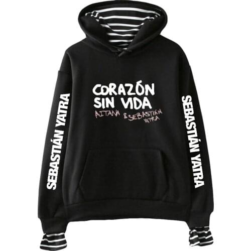 Sebastian Yatra print Fake Two Piece Hoodies Women/Men Long Sleeve Hooded Sweatshirt loose tops ins Kawaii Style