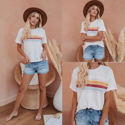 Women Summer Short-Sleeved Round Collar T-Shirts Female Casual Tees Women Tops