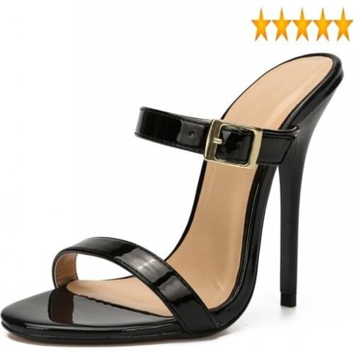 Summer 48 Plus Gladiator Size Women Sandals Sexy 13cm High Heels Slippers Fashion 2021 Red Black White Pu Leather Party Shoes