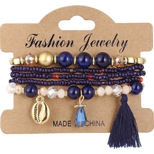 ZOSHI Simulated Pearl Beads Bracelets For Women Tassel Charm Bracelets & Bangles Set Boho Shell Jewelry pulseras mujer moda 2019