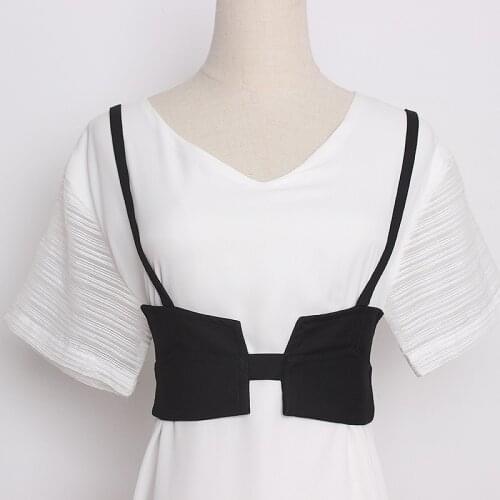 Womens Runway Fashion White Black Fabric Vest Cummerbunds Female Dress Corsets Waistband Belts Decoration Wide Belt TB1998