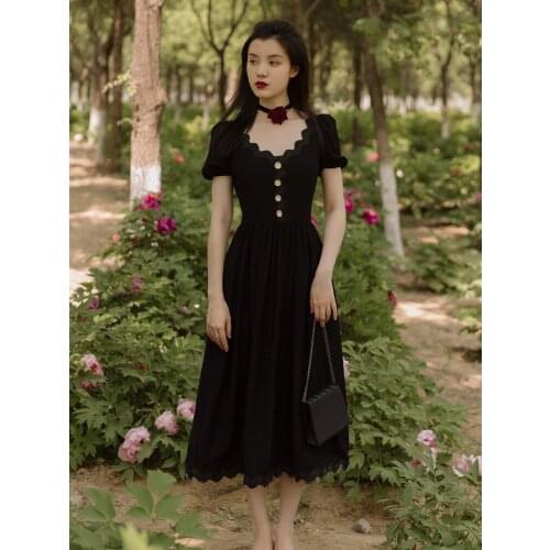 2020 new fashion womens clothing Vintage dresses dress Puff Sleeve V-Neck