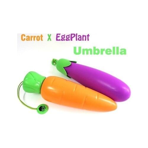 Novelty Umbrella Vegetable Carrots Eggplant Rain Umbrella Kids Gifts Protection Windproof 3 Folding Umbrellas