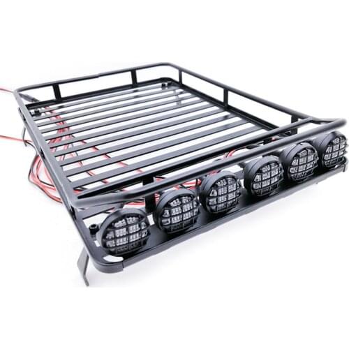 1/10 RC Crawler Metal Roof Rack Luggage Rack with Lights for Traxxas TRX4 Axial SCX10 Wraith D90 D110 TAMIYA CC01 Upgrade Parts