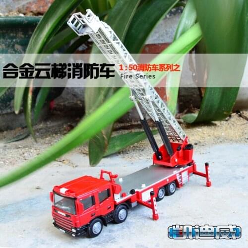 1:50 high simulation alloy toy ladder fire fighting police car model for children gifts
