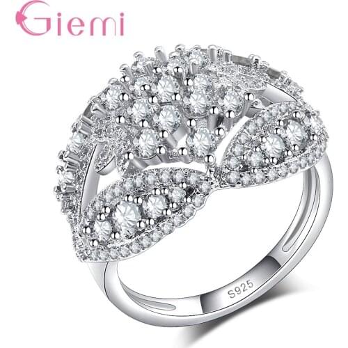 2 Color White/Fuchsia Crystal Ladies Bijoux Fashion Hollow Engagement Anel Pure 925 Sterling Silver Jewelry Finger Rings