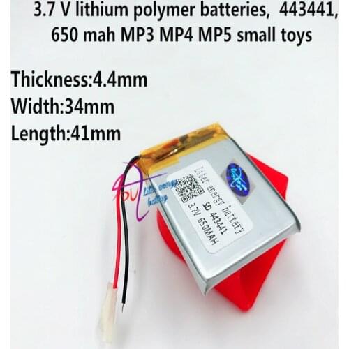 3.7V,650mAH 443441 453438 453540 Polymer lithium ion / Li-ion battery for MP3,MP4,SPEAKER,bluetooth,GPS,toy,smart watch
