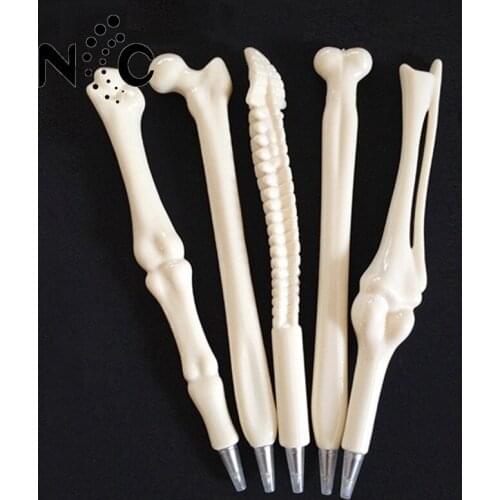 5 pcs/lot Novelty Bone Shape Ballpoint Pen 0.7mm Ink Refill Writing Ball Pens School Office Stationery Gifts Supplies