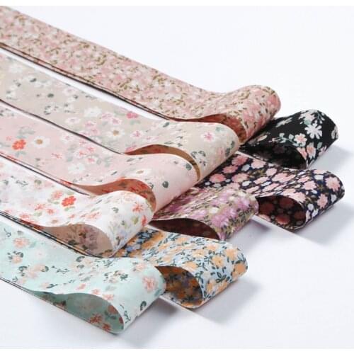 5 yards/lot Floral Chiffon Ribbon for DIY Craft Bow-knot Gift Bouquet Wrapping Curtain Clothing Decoration Accessories