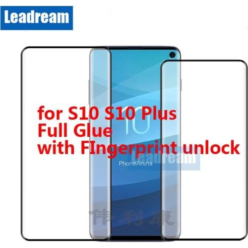 50Pcs 3D Full Glue with FingerPrint Unlock no Hole for Samsung S10 Plus S10e S10 lite Tempered Glass Free DHL