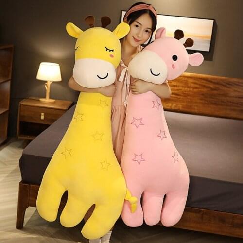 70/100cm Giant Lovely Plush Toys Deer Super Soft Stuffed Giraffe Long Sleeping Pillow Kids Baby Appease Doll Girls Cute Gift