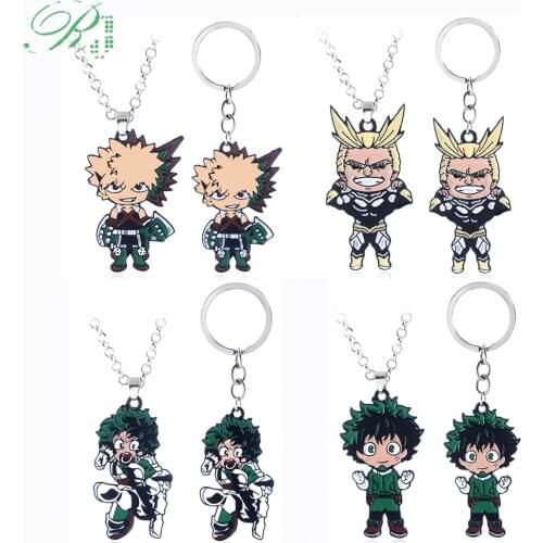 RJ New My Hero Academia Keychains Action Figure DEKU Midoriya Izuku Bakugou Katsuki Toys Metal Chaveiro Keyring Men Jewelry Gift