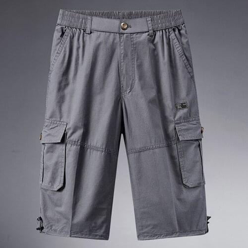 Summer Cargo Pants Plus Size Mens Shorts Cotton Joggers Casual Loose Short Pants Multi-pocket Cropped Trousers Man Men clothing