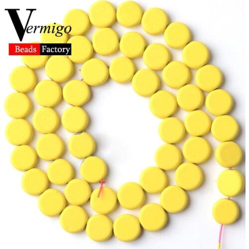 Natural Yellow Nanotech Rubber Hematite Round Pie Beads For Jewelry Making 8mm 53pcs Spacer Beads Diy Bracelets Accessories 15"