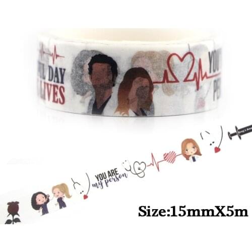 CA125 Greys Anatomy 1.5cm x 5m Kawaii Washi Tape Japanese Paper Masking Tape Tapes Stickers Decor Stationery Tape Scrapbooking