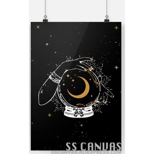 Black and white witch aesthetic Canvas Painting Decor Wall Art Pictures Bedroom Study Home Living Room Decoration Prints Poster