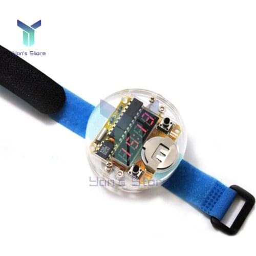 Digital Watch Electronic Clock Kit Single-chip LED Watches Electronic Clock Module KIT DIY LED With Transparent Cover DIY Kit