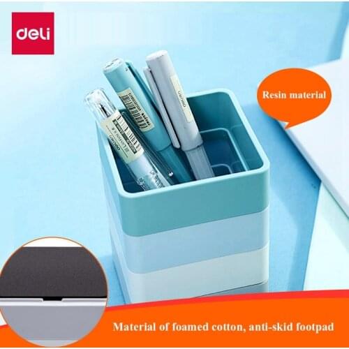 Deli 9125 combined color plastic pen stands pen holder desktop stationery pencil stand box container pot colorful