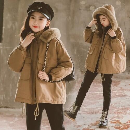Girls Babys Kids Coat Jacket Outwear 2021 Khaki Winter Autumn Thicken Warm Overcoat Top Outdoor Sport Birthday Childrens Cloth