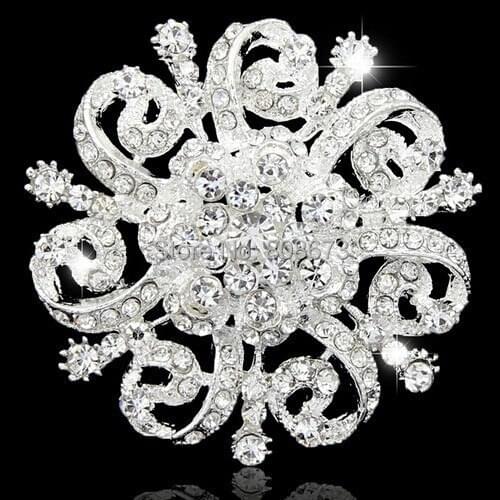 DHL FEDEX Express Free Shipping Cheap Wholesale High Quality Clear Crystals Flower Pin Brooches Wedding Brooch