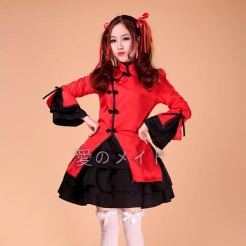 Chinese Traditional Lolita Dress Cosplay Halloween Party Dance Girl Black Red S-3XL