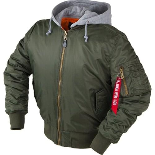 Thick -10 to 15 Degree Unisex Autumn Winter Bomber Jacket Men with Knitted Hood Ma1 Male Coat Warm Oversized Clothing 2020