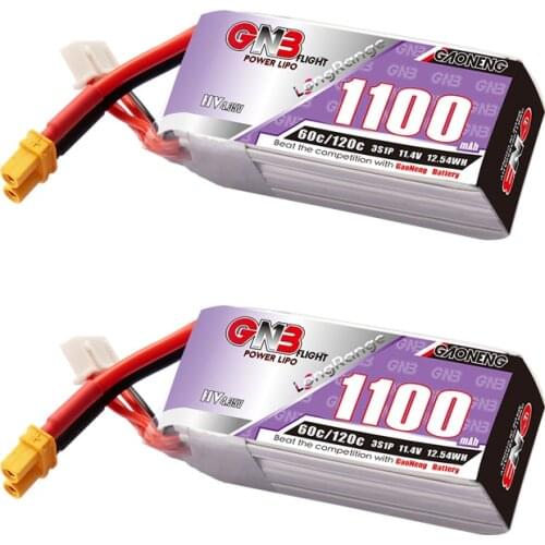 2PCS Gaoneng 1100mAh 11.4V HV 50C 3S LiHV Lipo battery with XT30 Plug for FPV Drone 4 axis UAV RC Quadcopter Helicopter parts