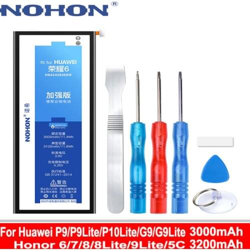 NOHON HB4242B4EBW HB494590EBC Battery For Huawei P9 P10 G9 V9 8 9 Lite Honor 6 7 8 9 4X 5C 7C 7A Enjoy 7S V9 Li-Polymer Bateria