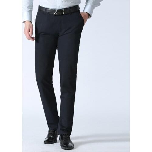 2020 Spring Autumn Mens Casual Pants Brand Classic Full Length Suit Straight Cotton Business Man Plus Big Size 40 42 Trousers