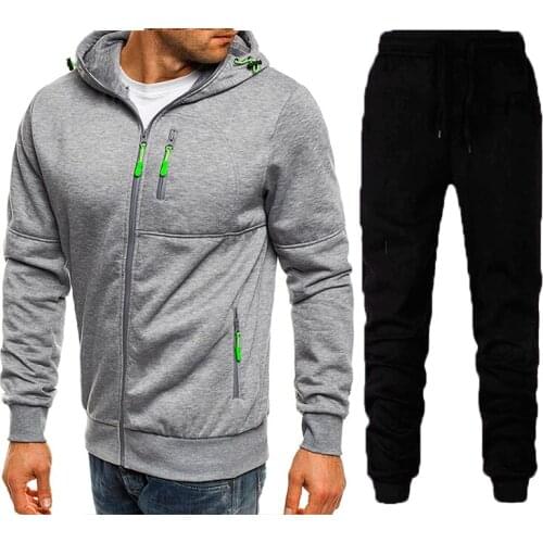 2021 Mens Set Tracksuit Casual Zipper Jackets Male Warm Coat Hoodie and Pants 2 Pieces Sets Jogger Suit Sweatshirt Cardigian