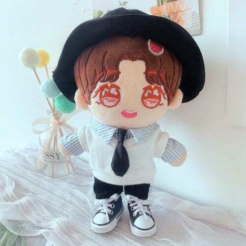 20cm Doll Outfit Plush Dolls Clothes shirt Vest necktie Stuffed Toys Dolls Accessories for Korea Kpop EXO Idol Dolls Gift