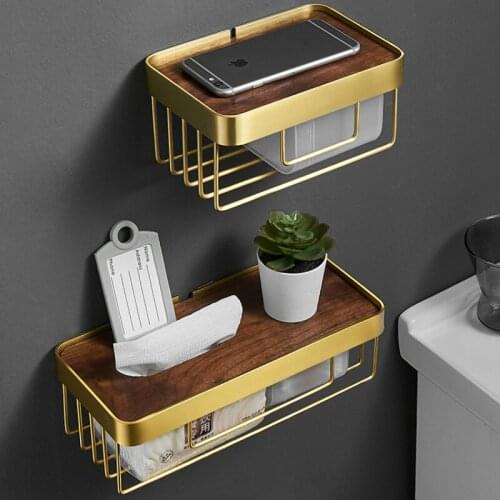 Space Aluminum Roll Paper Holder Wall Mounted Gold Toilet Paper Holder Bathroom Hardaware Set Brushed Tissue Paper Shelf