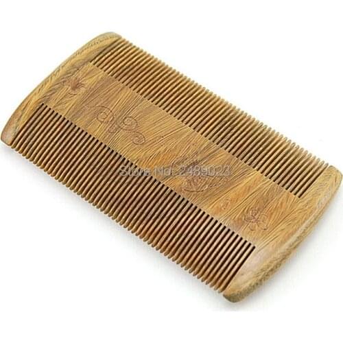 Natural Green Sandalwood Super Narrow Tooth Wood Combs Pocket Both Sides Dandruff Encryption Grate Beard Comb Hair Styling Tool