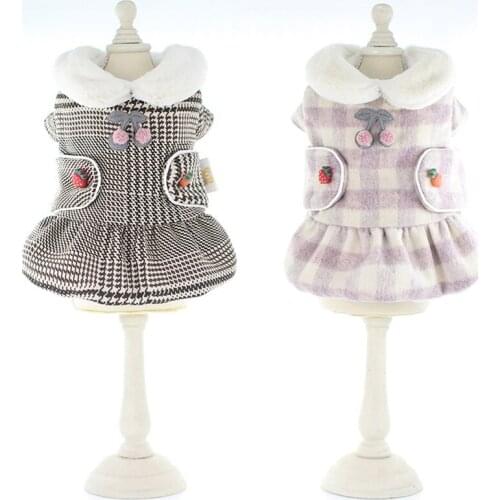 Dog Clothes Winter Thicken Warm Pet Dress Puppy Apparel Yorkshire Yorkies Small Dog Clothing Maltese Bichon Schnauzer Costume XS