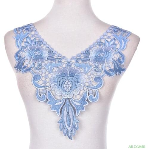 Trim Clothes Sewing Applique Embroidery edge 7styles 2017 New 1 PC Embroidered Floral Lace Neckline Neck Collar