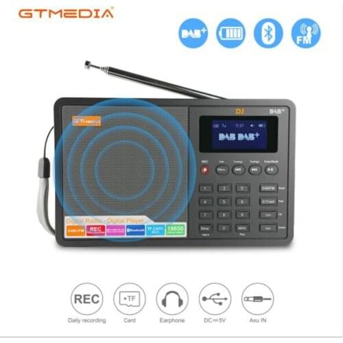 Portable Original GTMedia D1 Bluetooth DAB+ FM Stereo (RDS) Multi Band Digital Radio Player Speaker LCD Display with Alarm Clock