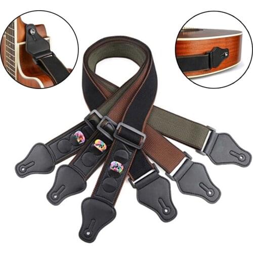 Guitar Strap Belt with 3 Pick Plectrums Lightweight Guitar Holder Strap for Acoustic Bass Ukelele Musical Instrument Part