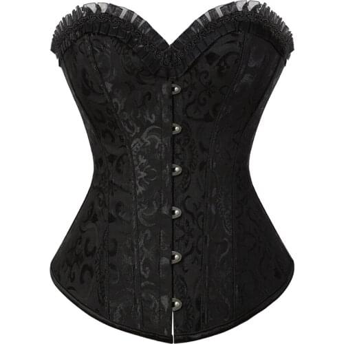 Sexy Corset Lace Floral Women Tops Overbust Corset Bustier Steel Boned Waist Cincher Body Shaper Slimming Clothing Plus Size