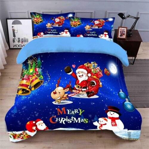 Blue christmas present 3D Bedding Set Print Duvet cover set lifelike bedclothes with pillowcase bed set home Textiles