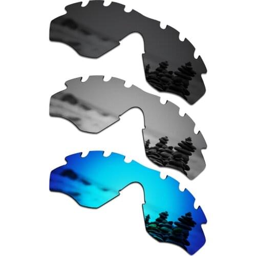 SmartVLT 3 Pieces Polarized Sunglasses Replacement Lenses for Oakley M2 Frame Vented Stealth Black & Silver Titanium & Ice Blue