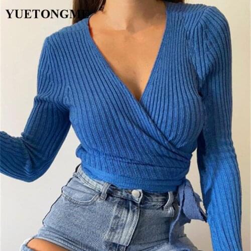 2021 new Women Short Knitted Sweater solid color long-sleeved V-neck sweater Female Short 5xl large size t020