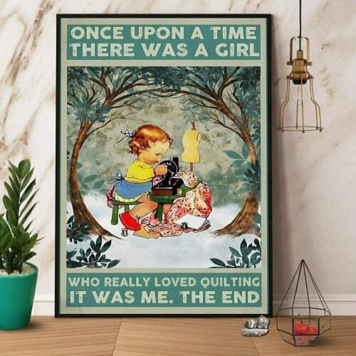 There was A Girl Who Loved Quilting It was Me Poster Art Print Vintage Style Metal Wall Plaque Wall Decoration Metal Sign