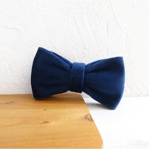 Dark Navy Blue Velour Dog Bowtie Pets Collar Accessory Puppy Pet Supplies Grooming Tools Dogs Dismountable Ornamental Bow Ties