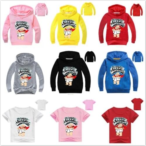 Cartoon Captain Underpants Sweatshirt For Girls Boys Hoodies New Movie Baby Costumes Tops Tee Spring Autumn Long Sleeve T-shirts