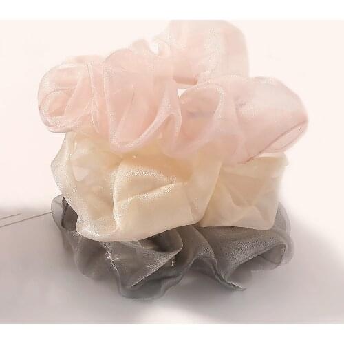 XXL Size 7.9 Inch Large Scrunchies Organza Fabric Summer Hair Bands Soft Mesh Hair Rope For Ponytail Ties Transparent Accessory