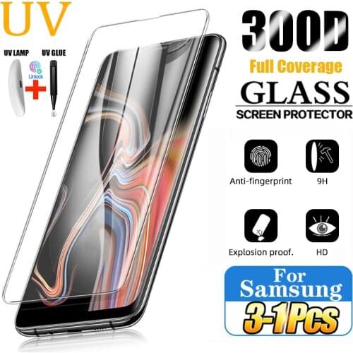 UV Tempered Glass For Samsung Galaxy S10 Plus Glass S20 S21 Ultra Screen Protector S9 S8 S10e Note 20 9 8 10 e S 5g Protect D